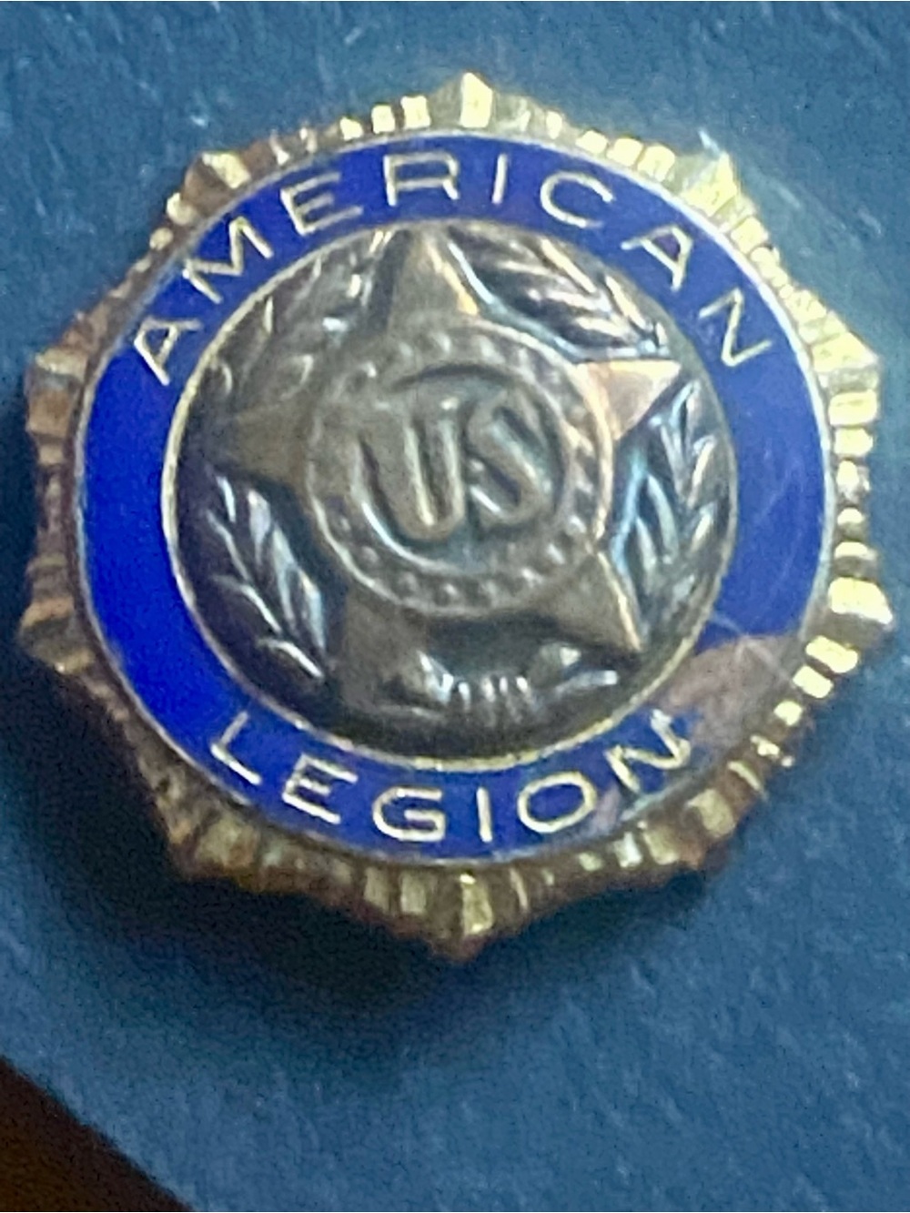 1940s-60s American Legion Vintage screw back Enamel Pin - Blue and Gold